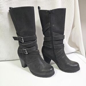 Dark gray suede boots